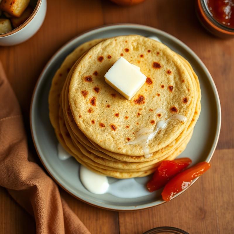 Aloo paratha with butter